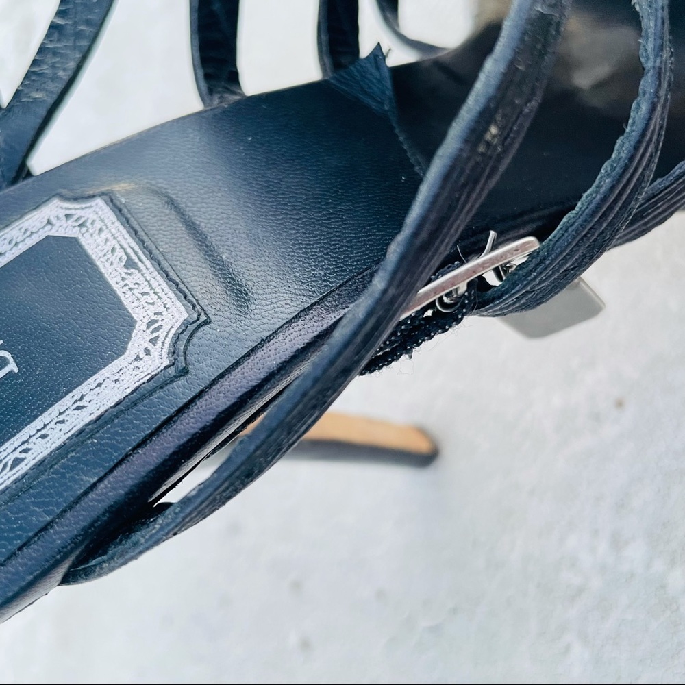 Christian Dior black leather strapped open-toe slingback 4.5”stiletto high heels - Picture 11 of 16